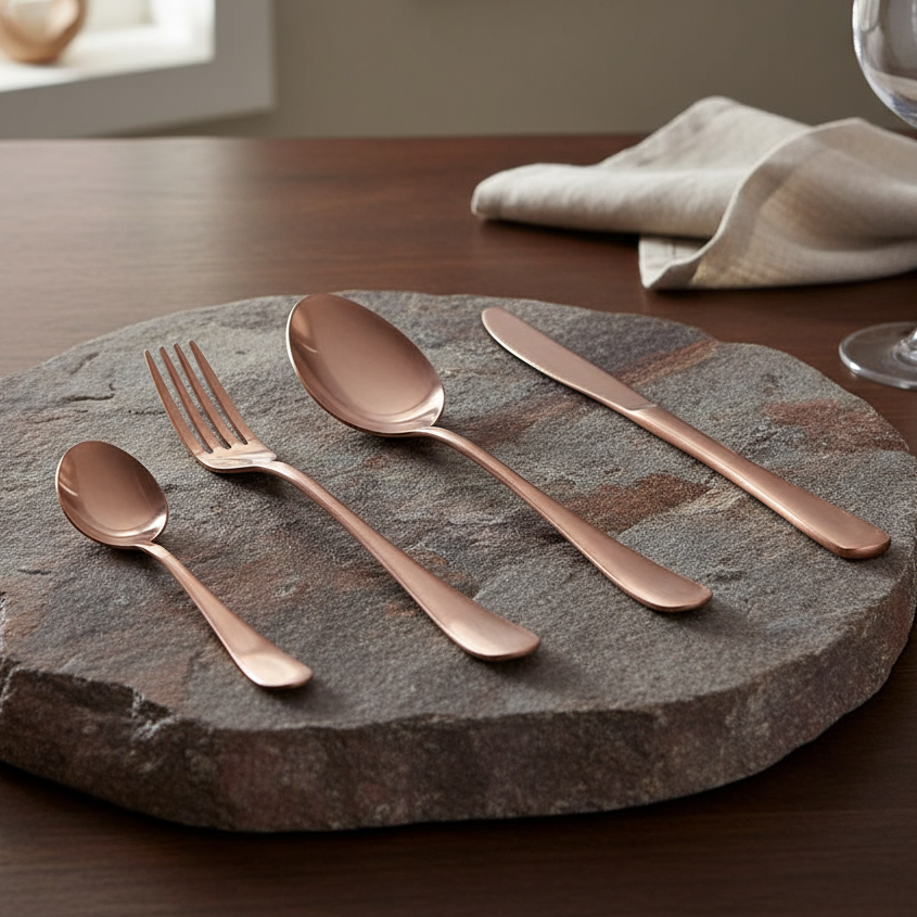 Sztućce ze stali nierdzewnej premium – komplety dla 6 i 12 osób, odporne na zmywarkę i codzienne użytkowanie. Eleganckie prezenty i zestawy do każdego stołu.