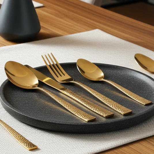 Komplet sztućców 4 elementy Gold Pauline.