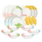 serwis obiadowy 18 elementów porcelana od scapol włoskiego producent tognana białe z pastelowym wzorem stylizowany na malowany akwarelą na białym