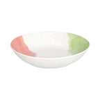 talerz głęboki do zupy róż z zielonym od scapol włoskiego producent tognana białe z pastelowym wzorem stylizowany na malowany akwarelą na białym tle z boku