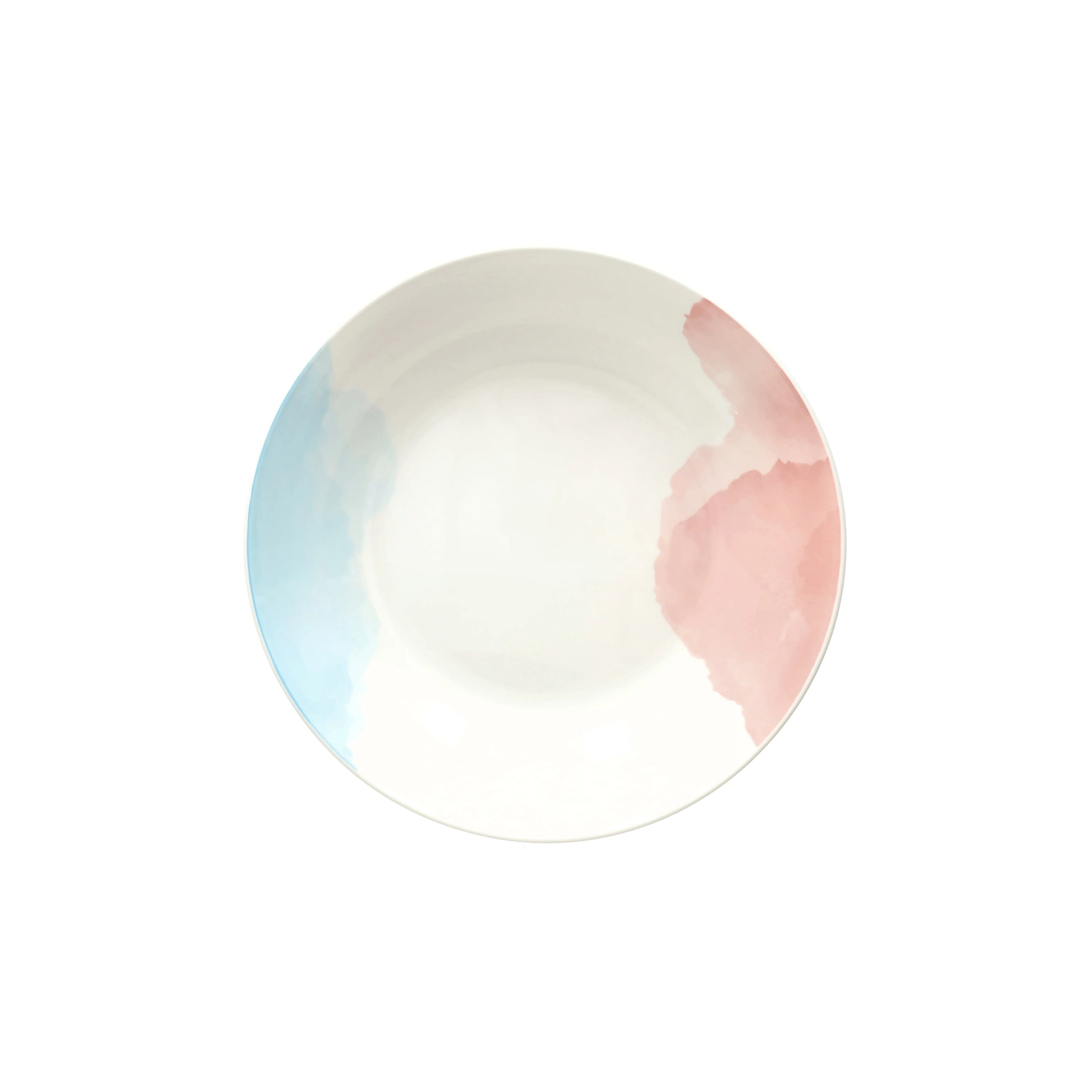 talerz głęboki do zupy róż z niebieskim od scapol włoskiego producent tognana białe z pastelowym wzorem stylizowany na malowany akwarelą na białym tle z góry