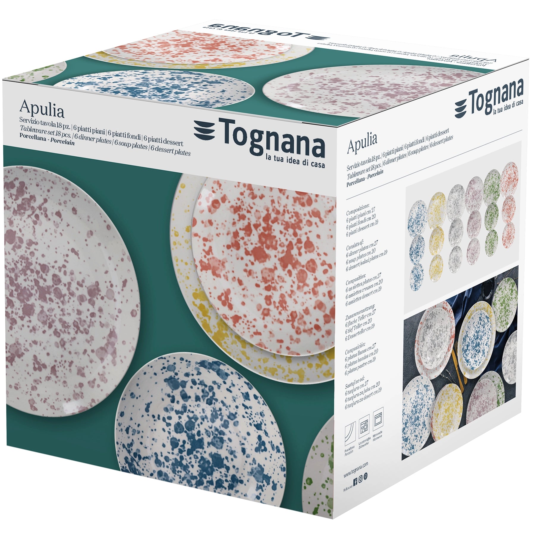 gift box serwis obiadowy 18 elementowy komplet porcelana do zmywarki Apulia Scapol Tognana