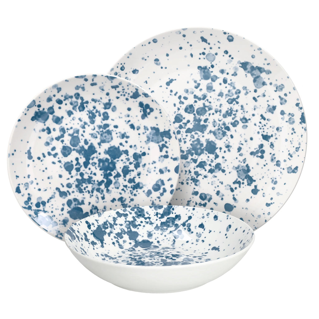 Serwis obiadowy Apulia Tognana 18 elementów - Scapol  - talerze obiadowe, do zupy i deserowe - porcelana - niebieskie