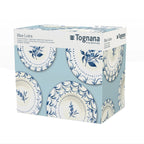 pudełko prezentowe oryginalne z serwisem obiadowym z białej porcrelany i niebieski delikatny wzór marki tognana blue loira