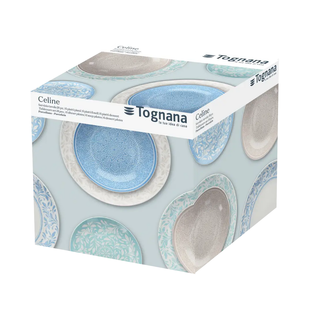 zastawa stołowa 18 elementów zapakowana w pudełko prezentowe typu gift box idealne na prezent od włoskiego producenta