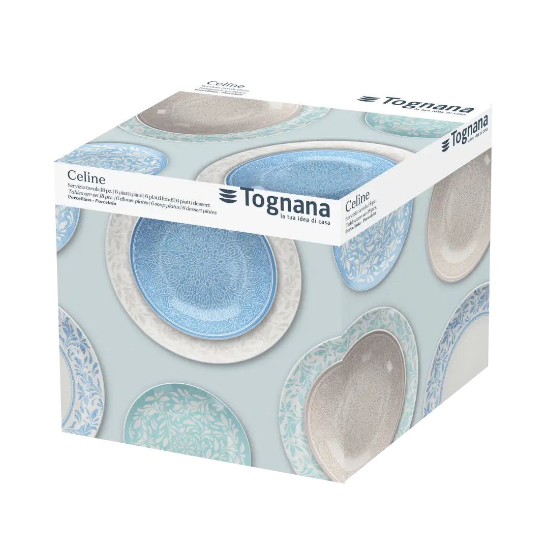 zastawa stołowa 18 elementów zapakowana w pudełko prezentowe typu gift box idealne na prezent od włoskiego producenta