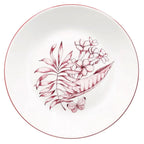 talerz deserowy do ciast i tortów colibri z motywem kwiatowym z białej porcelany i różowym wzorem na białym tle widok z góry