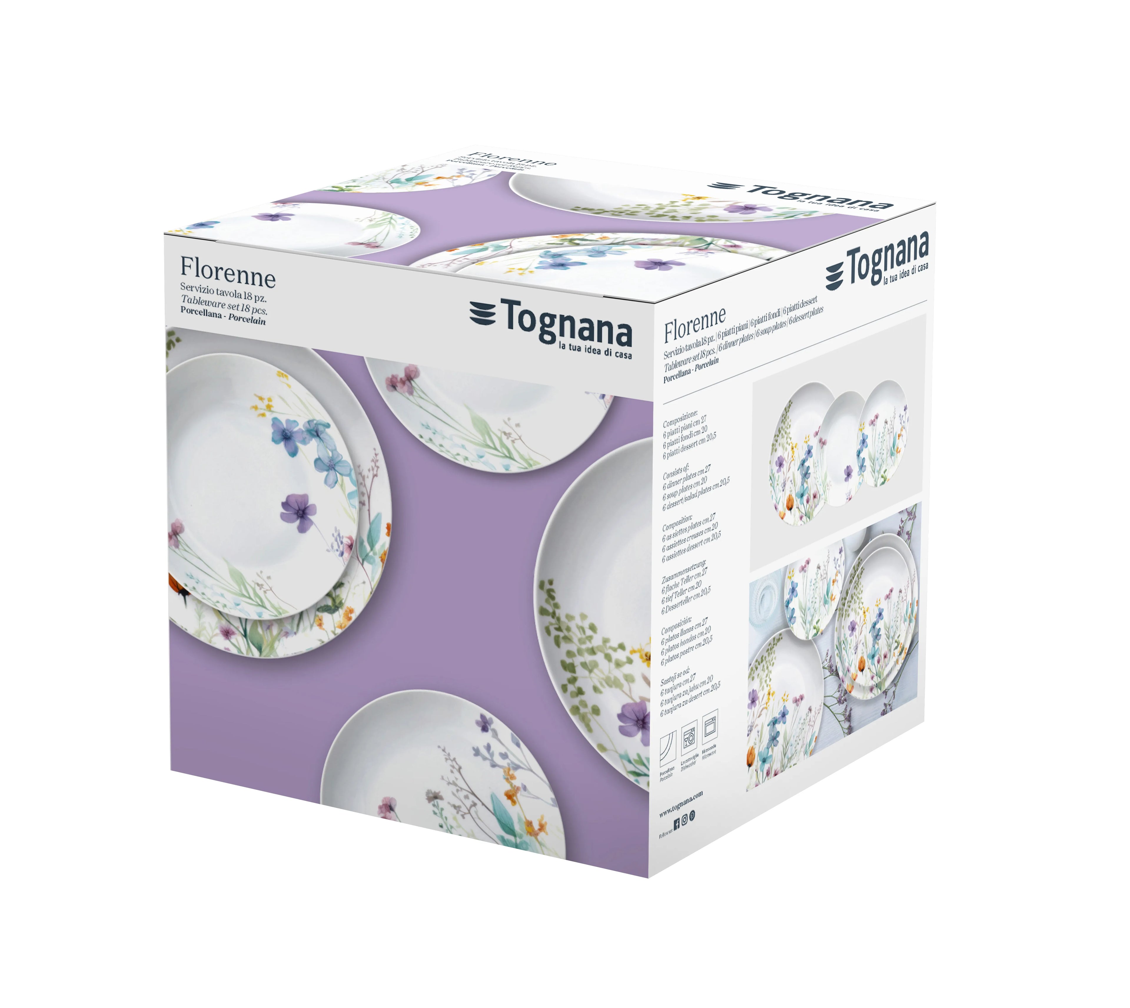 serwis obiadowy ładny delikatny idealny na prezent biały z motywem kwiatów zapakowany w oryginalne pudełko gift box na prezent