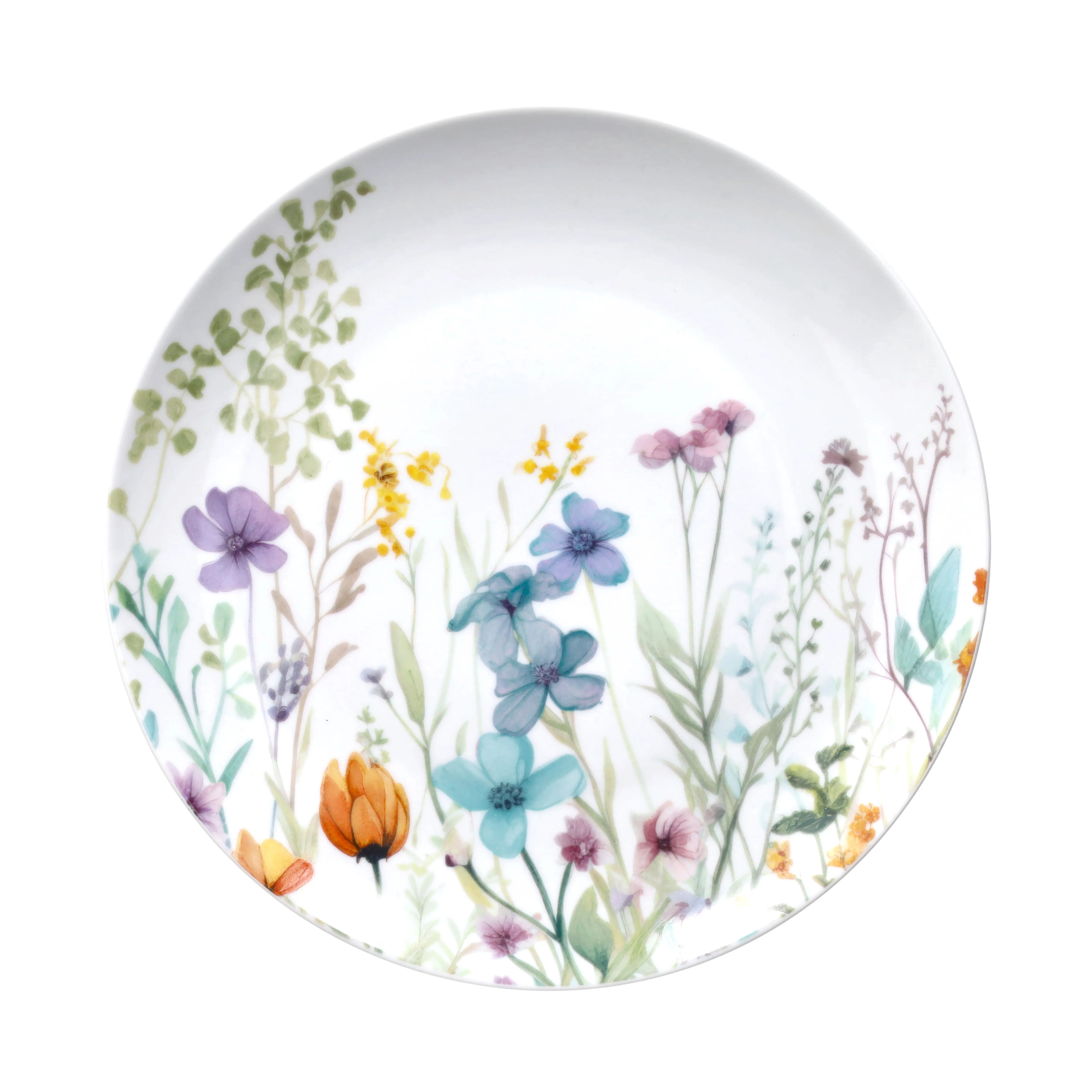 serwis obiadowy ładny delikatny idealny na prezent biały z motywem kwiatów talerz obiadowy włoska marka w scapol na białym tle