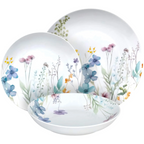 serwis obiadowy ładny delikatny idealny na prezent biały z motywem kwiatów na białym tle