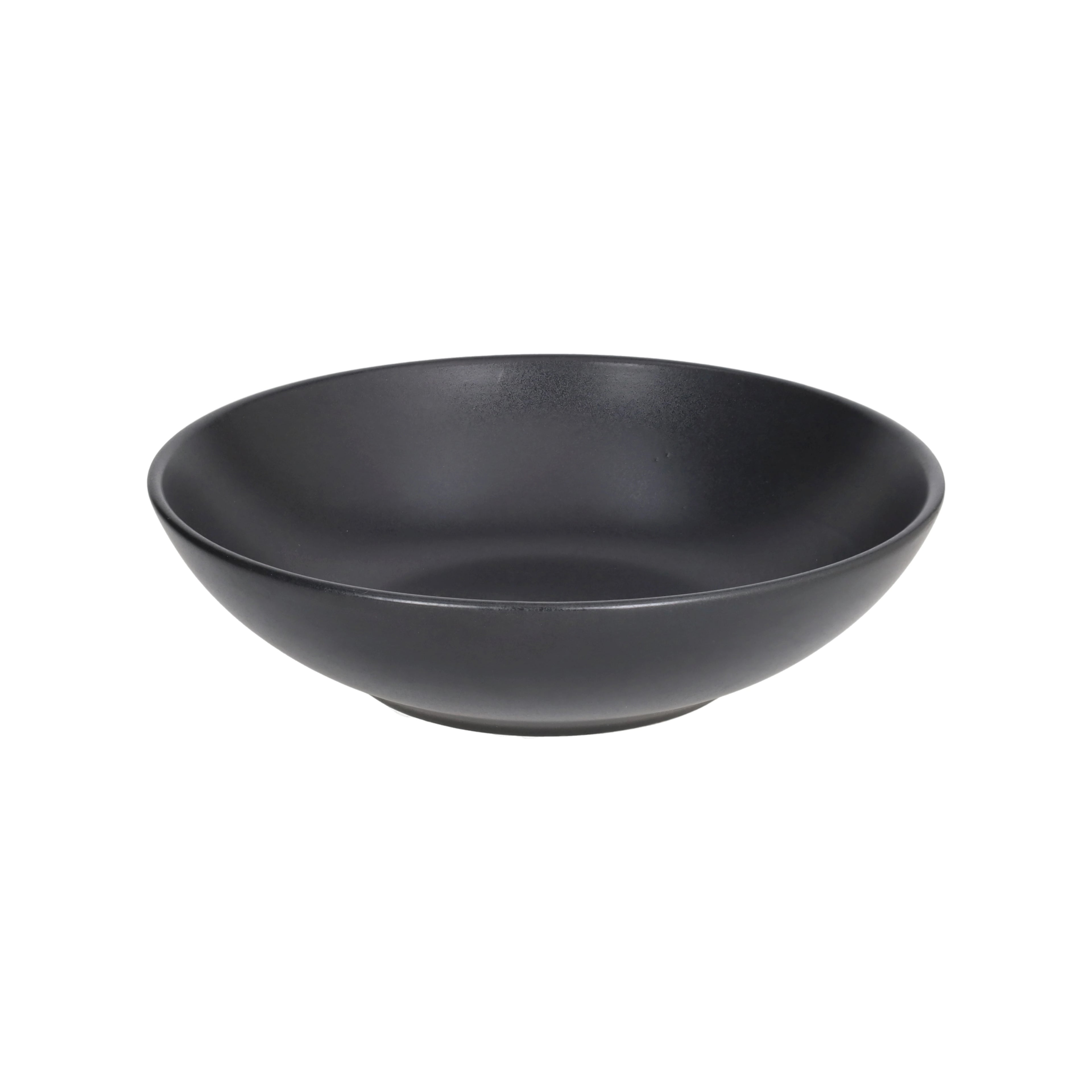 zastawa stołowa malindi włoskiej firmy prezentacja talerza głębokiego do zupy w kolorze czarnym widok boku z na białym tle