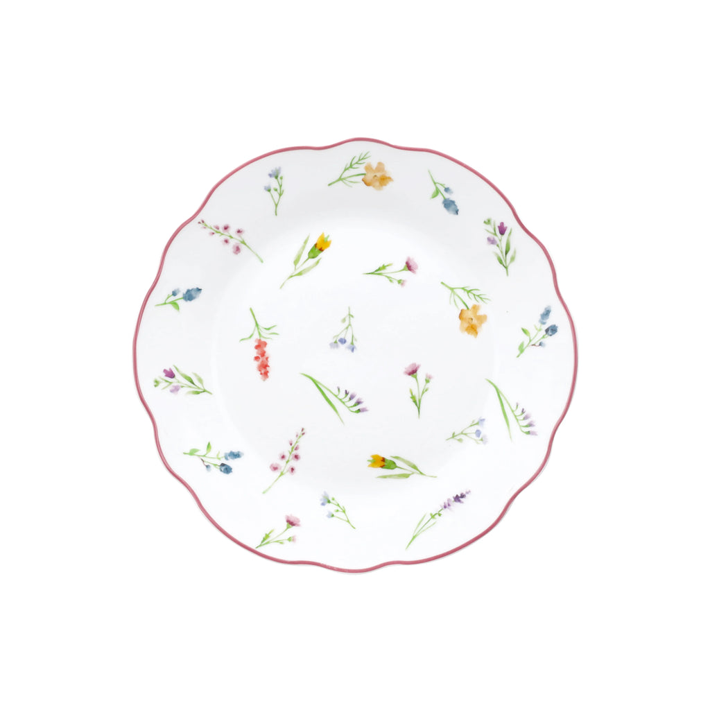 talerz obiadowy z porcelany biały w delikatne kwiaty od scapol Millefiori Tognana 18 elementów