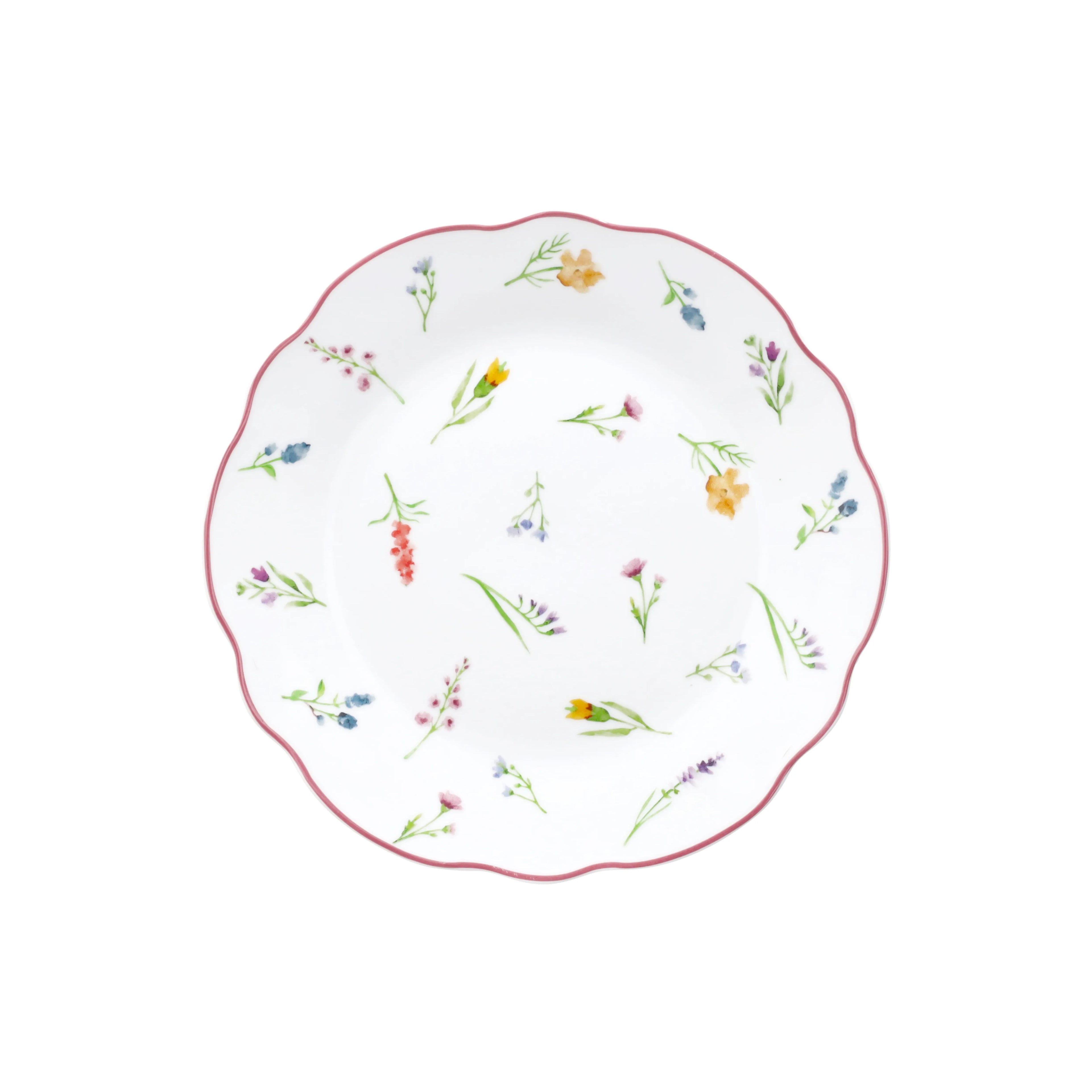 talerz obiadowy z porcelany biały w delikatne kwiaty od scapol Millefiori Tognana 18 elementów