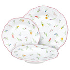 komplet talerzy z porcelany biały w delikatne kwiaty od scapol Millefiori Tognana 18 elementów