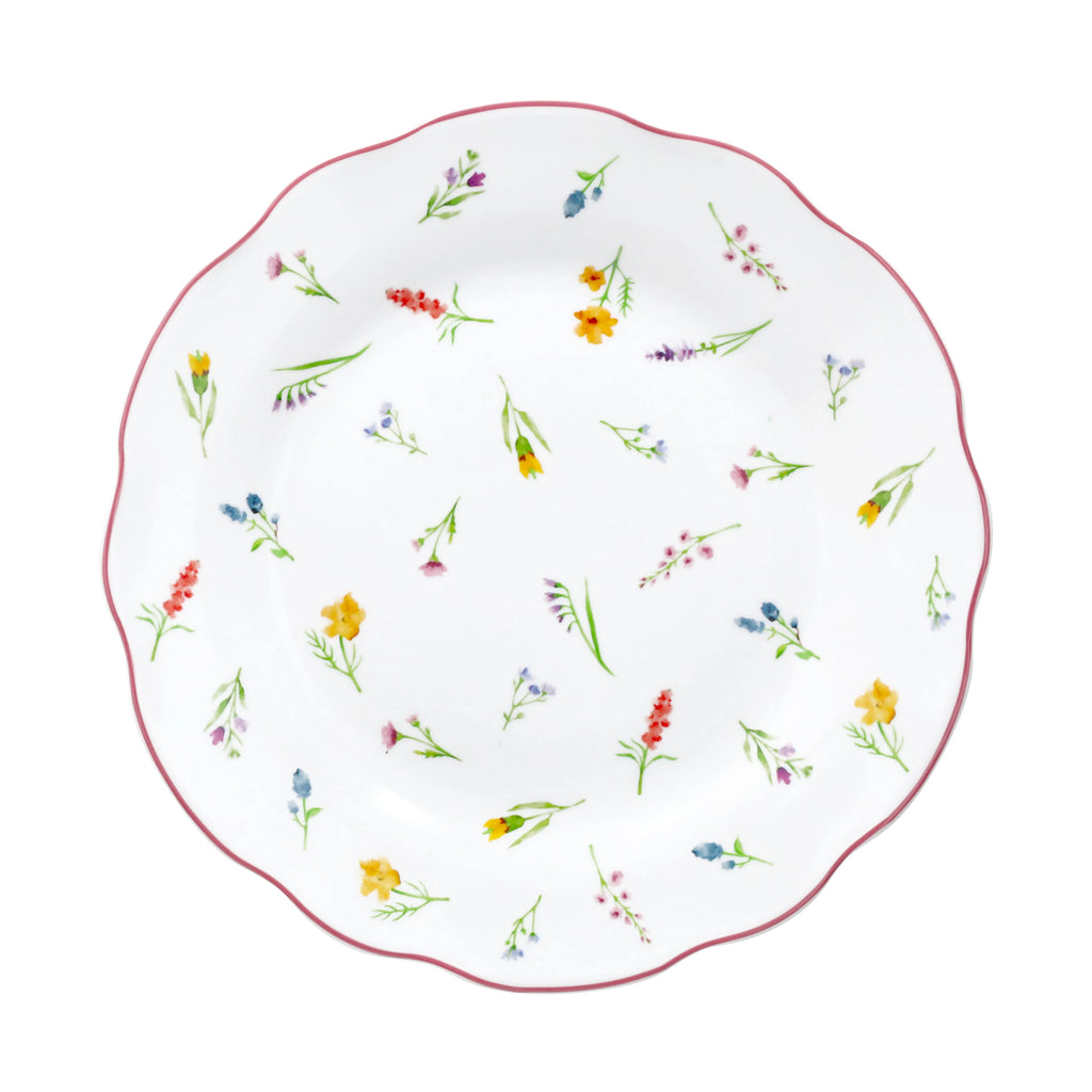 talerz obiadowy z porcelany biały w delikatne kwiaty od scapol Millefiori Tognana 18 elementów