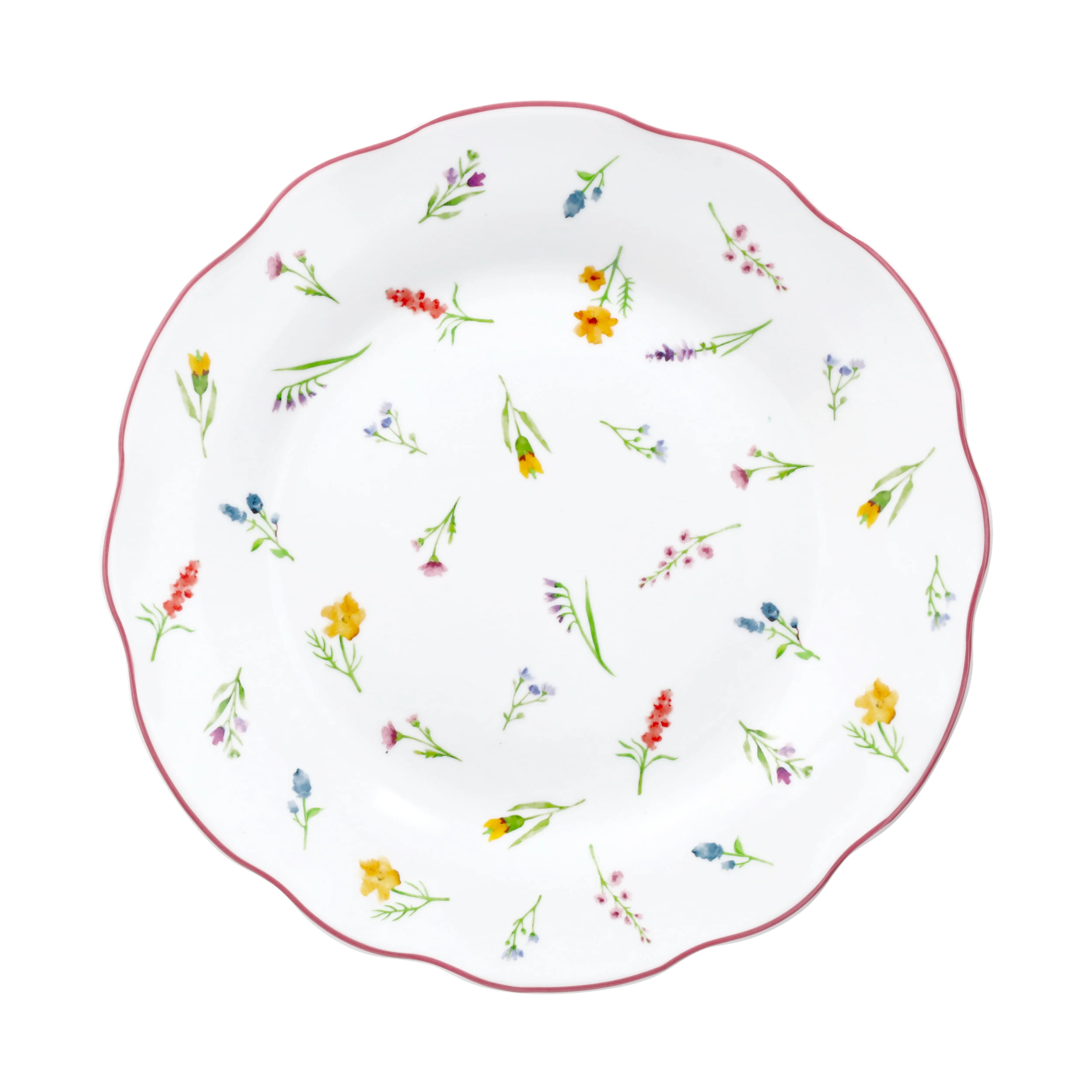 talerz obiadowy z porcelany biały w delikatne kwiaty od scapol Millefiori Tognana 18 elementów