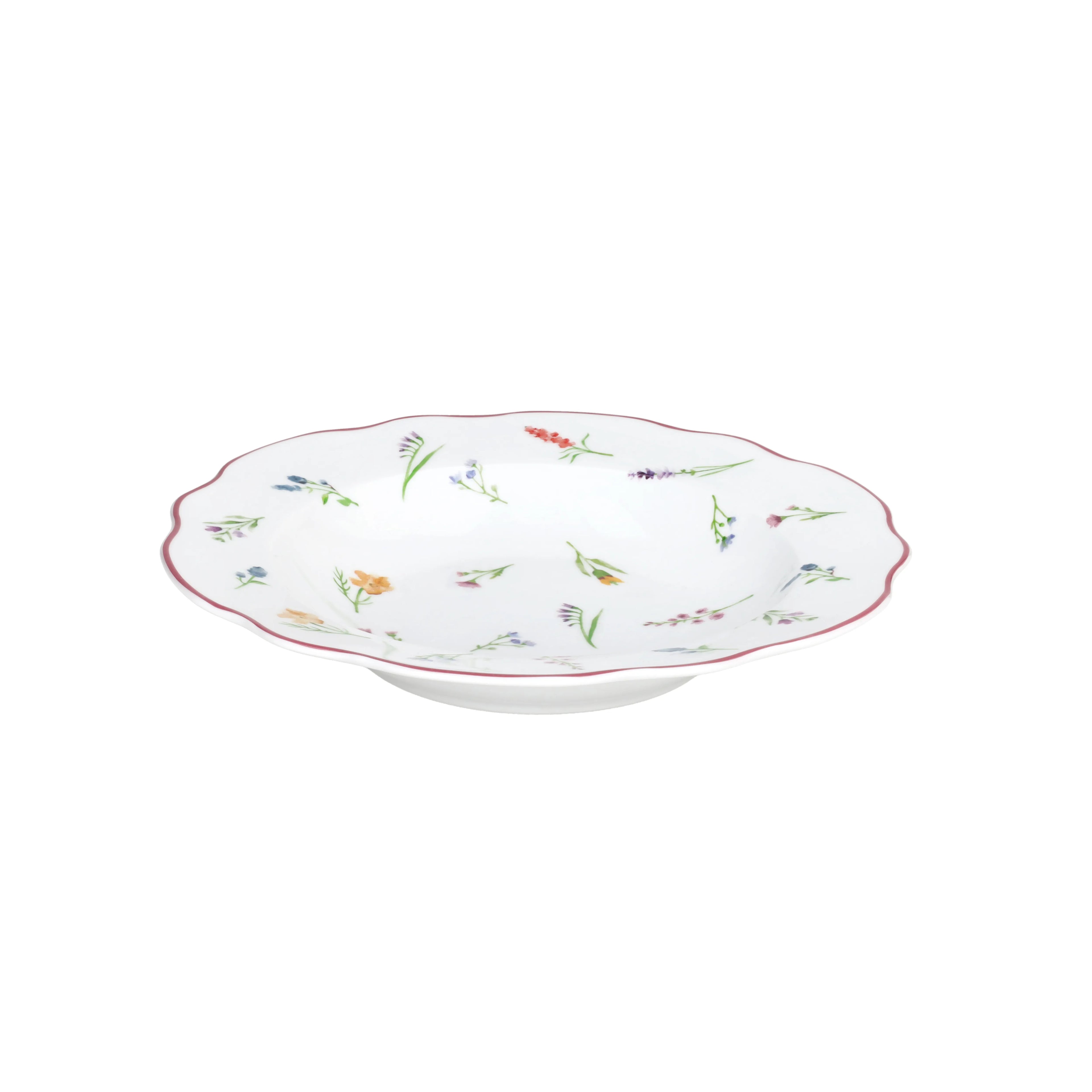 talerz głęboki do zupy z porcelany biały w delikatne kwiaty od scapol Millefiori Tognana 18 elementów