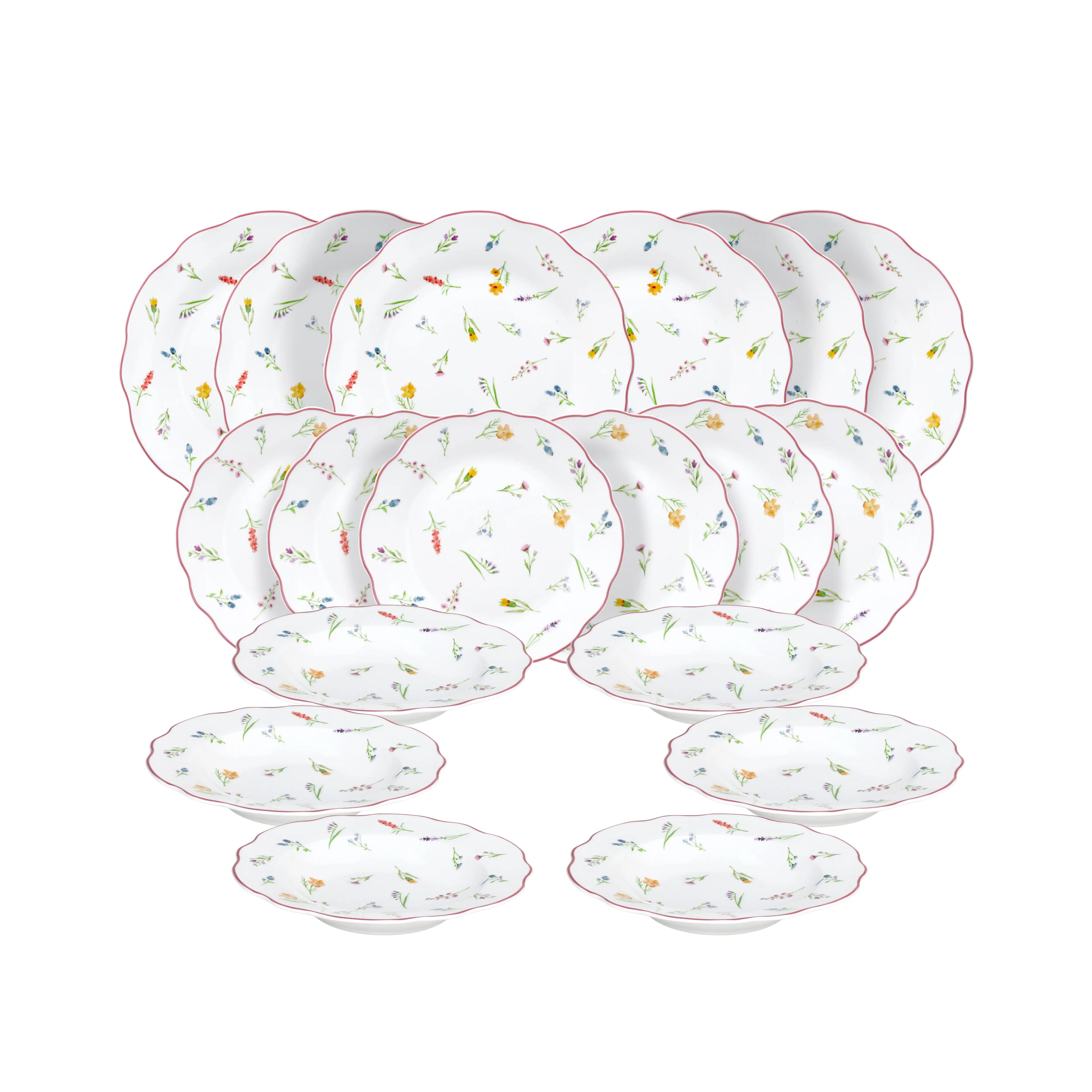 serwis obiadowy z porcelany biały w delikatne kwiaty od scapol Millefiori Tognana 18 elementów